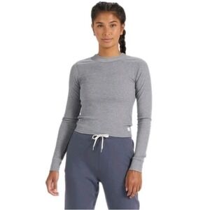 Vuori Mudra Fitted Ribbed Shirt Heather Gray VW199 Womens Size XS Long Sleeve